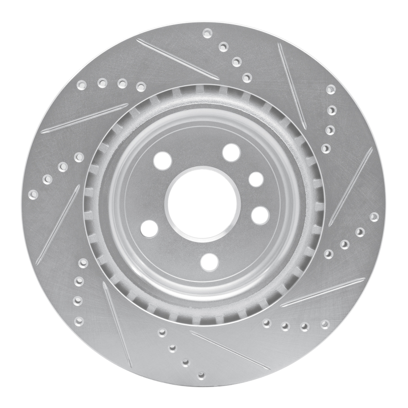 Jaguar F-Pace Brake Rotor (1) - Rear Left - R1 Concepts - Drilled & Slotted - Silver - `17-`20